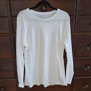 Women's Lands End White Cotton T-Shirt Size Large Tall